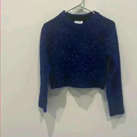 Topshop blue  Sparkly crop Sweater - Picture 1 of 4
